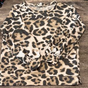 BiBi Leopard Print Sweatshirt - Tan and Black